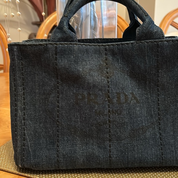 PRADA Canapa Denim Tote $675 - Picture 1 of 16